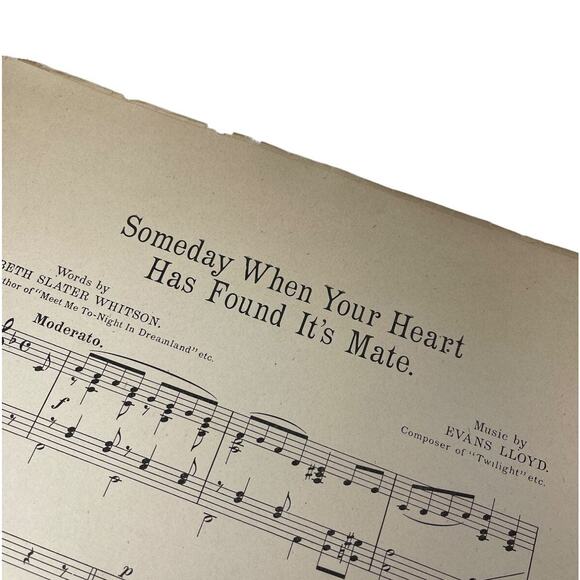 1910 Someday When Your Heart Has Found Its Mate Large Sheet Music - Picture 2 of 9